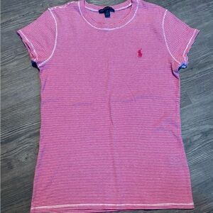 Ralph Lauren Pink and White Striped Tee
